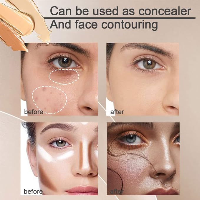 2pcs Tri-color Face Concealer Contour Palette With Brush