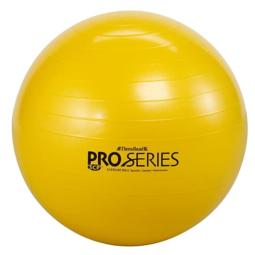 THERABAND Pro Series Exercise Ball, 18" Yellow Stability Trainer for 4'7"–5' Users, Anti-Burst Yoga & Pilates Ball, Balance & Core Trainer, For Athletes Fitness at Gym & Home