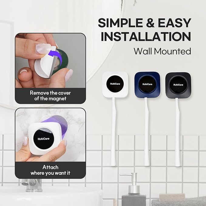 HuBDIC HubiCare Toothbrush Case Set, Toothbrush Covers with Holder, Rechargeable Travel Home Toothbrush And Holder, Cleaner Case for All Electric And Manual Toothbrushes (3 Color Set)