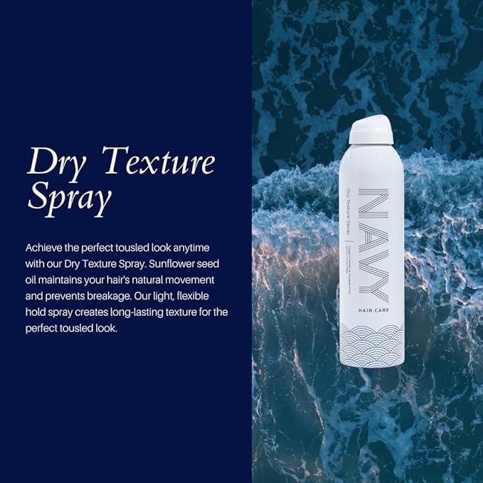 NAVY HAIR CARE Dry Texture Spray + Sailor Talk Dry Shampoo for Oily Hair | Achieve Fuller Looking Hair + Infused with Argan Oil to Prevent Hair Breakage | 7 oz each