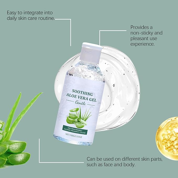 Soothing Aloe Vera Gel，Aloe Vera Gel Body Moisturizer Cream，Deeply Hydrates and Moisturizes Dry Skin and Soothes Sunburns，Suitable for All Skin Types，3.53 Oz