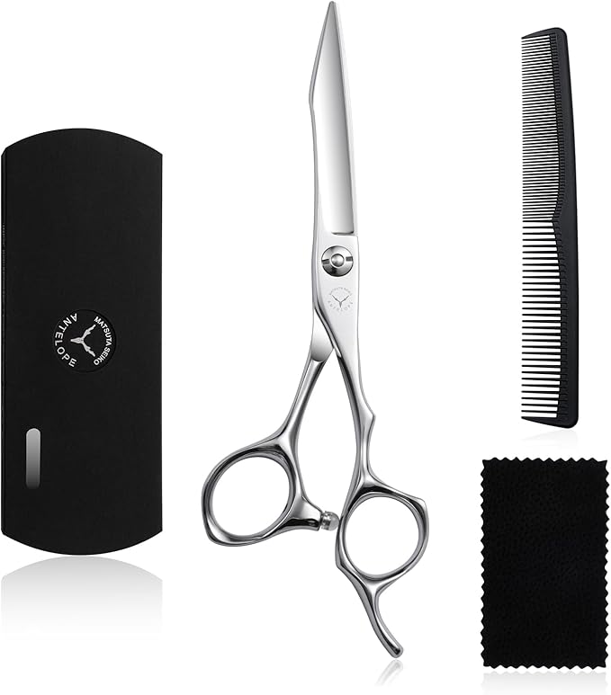 6 Inch Professional Hair Cutting Scissors, VG10 Japanese Steel Barber Shears with Convex Edge, Lightweight Ergonomic Design for Salon, Barber & Home Use