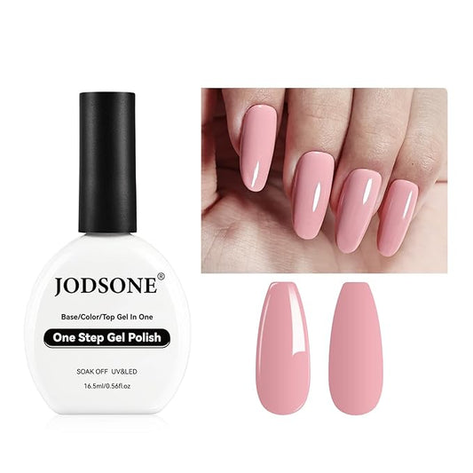 JODSONE Pink Gel Nail Polish,16.5ml Pink 3-in-1 One Step Gel Polish Soak Off Art Manicure Salon DIY U V Lamp Nail Design Decoration at Home