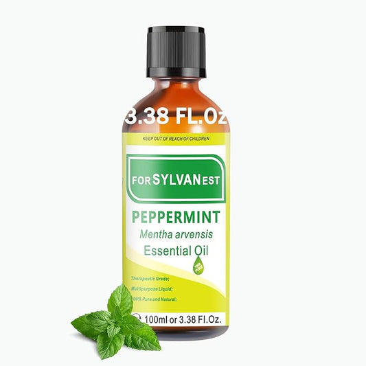 Peppermint Oil 3.38FL OZ, 100% Natural Peppermint Essential Oil for Skin, Hair Care, Cooling, Minty Scent for Aromatherapy & Candle Making