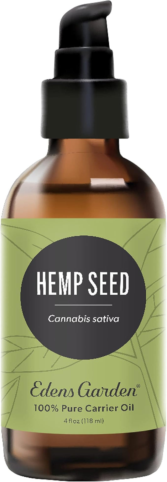 Edens Garden Hemp Seed Carrier Oil- 100% Pure Premium Cold Pressed & Hexane Free, Natural Moisturizer for Face, Skin, Hair, & Nails, Massage & Muscle Soother, Diluting Essential Oils 118 ml (4 fl oz)