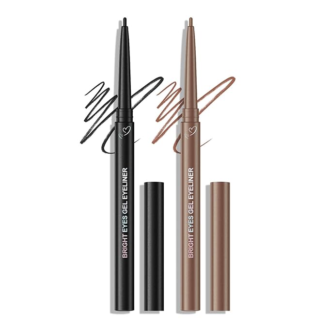 KYDA 2 Colors Black and Brown Gel Eyeliner Pencil, Lasting Matte Gel Eye Liner, Colorful Crayon Eyeliner Pencil, Smooth Creamy Retractable Eye Liner, Ultra-Pigmented, Waterproof Smudge-proof