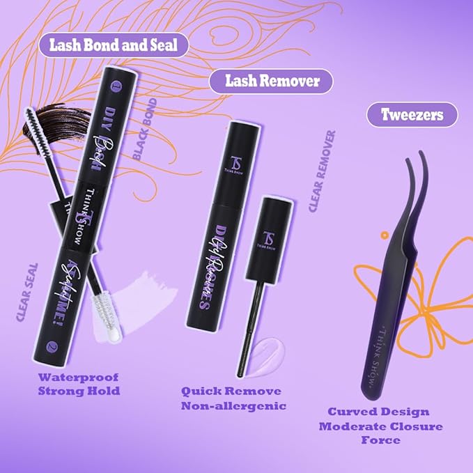 THINK SHOW Lash Clusters Kit 40D 9-16mm 280pcs Natural Eyelash Extension Kit with Bond and Seal,Tweezers,Remover Individual Lashes Clusters for Beginners and Self Use (40D)
