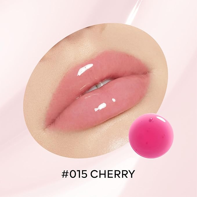 Hydrating Lip Glow Oil, Plumping Moisturizing Lip Oil Gloss, Smooth Lip Lines Plump Lip,Transparent Plumping Clear Glossy Tinted Balm Care 0.2Fl oz #Cherry