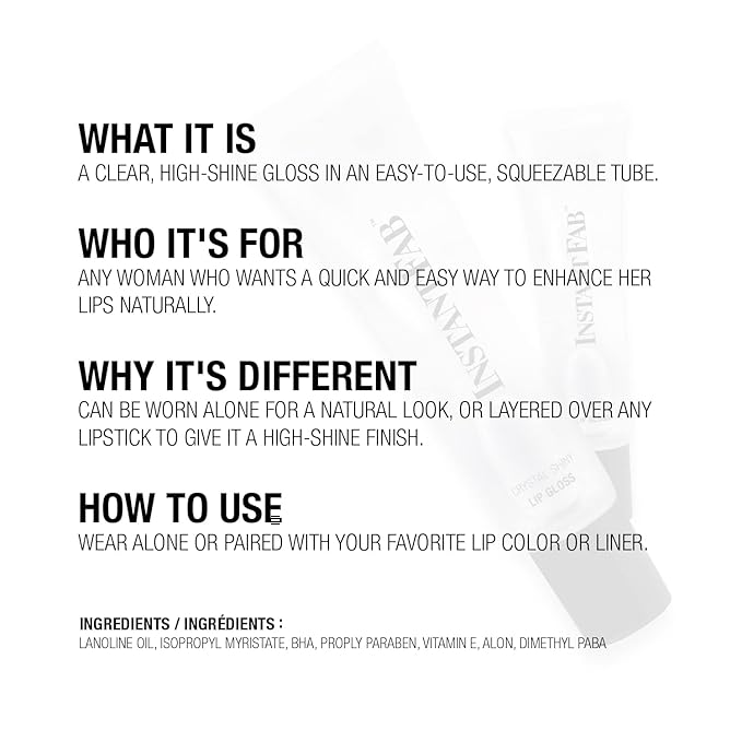 STUDIO LIMITED Instant Fab Crystal Shiny Clear Lip Gloss Long Lasting Ultra Hydrating Plumping Lip Gloss for women girls Value Pack 14ml/ 0.47oz (Clear, 48 Pcs)