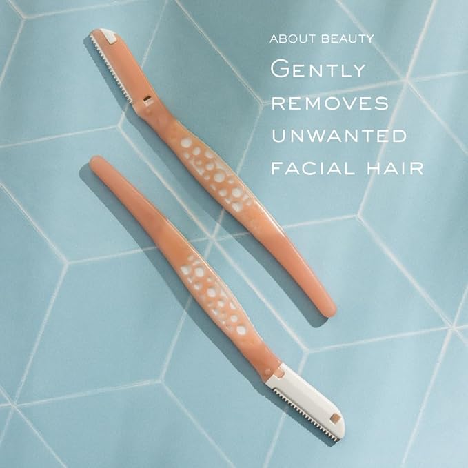 About Face Fuzz-Free Facial Razors - 3 Beauty Groomers for Hair Removal, Ideal for Shaving, Exfoliating, Dermaplaning and Brow Shaping, Japanese Steel Gently Removes Facial Hair