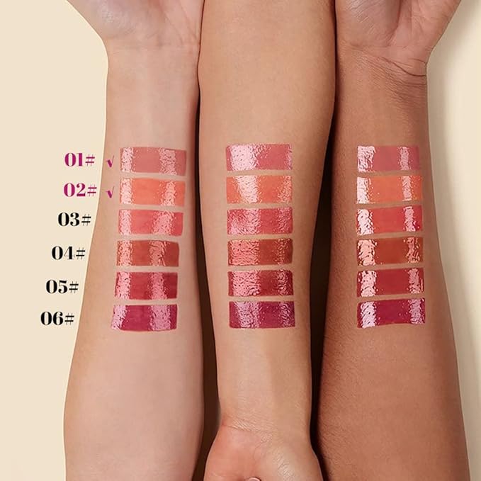 HHLTOH Plumper Moisturizing Butter Lipstick for Women, Natural Tinted Lip Balm Shine Nourishing Hydrating Lip Gloss Stain for Dry Lips, Lightweight Lip Liner Care Makeup, Vegan, 2Pc Pale Nude & Orange