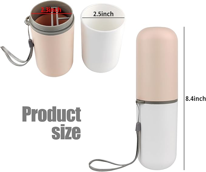 Travel Toothbrush Holder,Portable Toothbrush Holders for Couples,Multifuction Toothbrushes Toothpaste Set for Traveling, Camping, Business Trip and School (1, Pink/White)