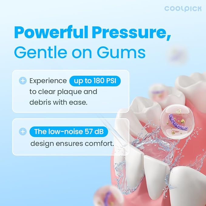 CoolPick Mini Water Flosser Travel Size – Portable Cordless Oral Irrigator, 3 Modes, IPX7 Waterproof, Teeth Cleaner for Braces and Gum Care, Compact Dental Device for Home & Travel, USB Rechargeable