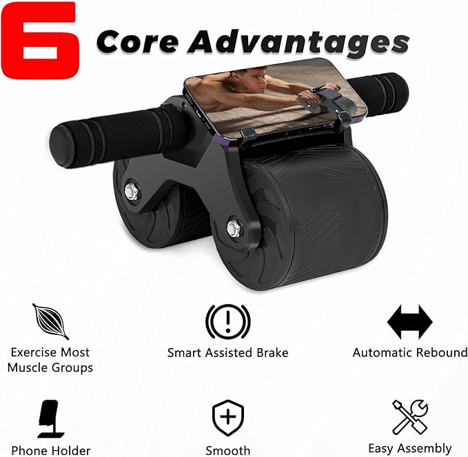 Automatic Rebound Abdominal Wheel Workout,2 Wheels