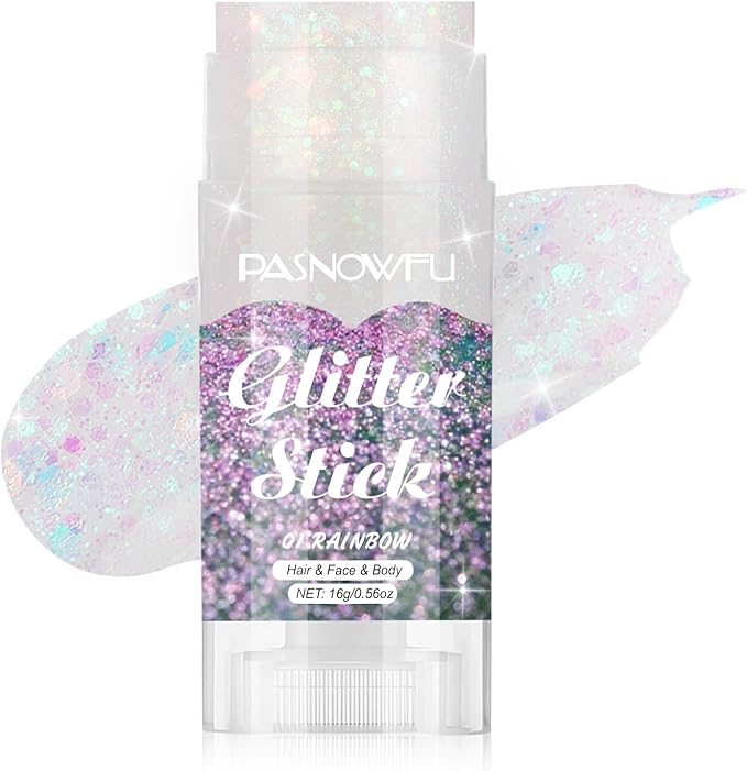 Rainbow Body Glitter Stick, Gel Formula Face and Hair Glitter for Women and Girls, Multi-Use Festival Concert Party Makeup for Stage Performance Cosplay Costume Events