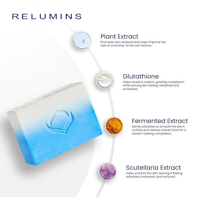Relumins Advance Intensive Skin Repair Soap with TA Stem Cell, Rejuvenation, Body Soap Bar, and Licorice for Softer, Smooth Skin, 135g x 1 Bar with Net