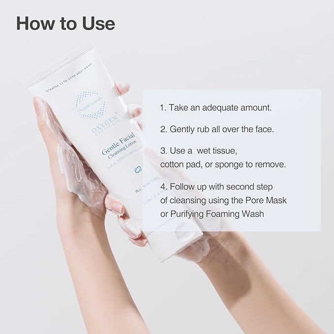 OxygenCeuticals Gentle Facial Cleansing Lotion – Hydrating Cleanser for Sensitive & Dry Skin, Removes Makeup Residue & Impurities Without Greasy Feel, Enriched with Botanic Oils 8.8 fl.oz (250ml)