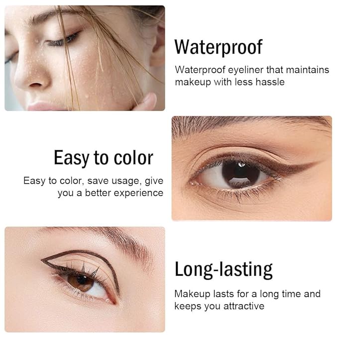 evpct 3Pcs Dark Brown & Brown & Dark Coffee Gel Glitter Matte Metallic Eyeliner Pencils Set for Women Waterproof Smudge Proof lapiz de ojos delineador de ojos contra el agua Eye Liner Makeup 02 16 23