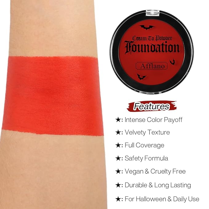 DE'LANCI Red Face Paint Halloween Goth Clown Makeup, Professional Body Paint Foundation Makeup, Smooth Semi-matte Face Paint Red SFX Makeup, Safe Body Paint for Joker Stage Vampire Costumes
