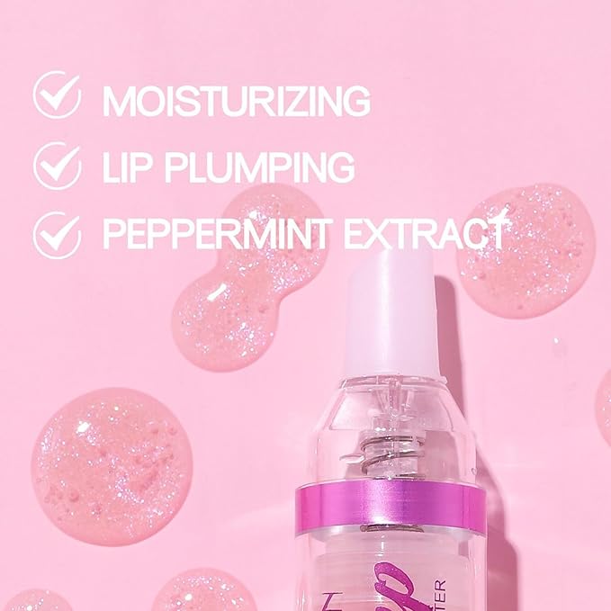 Erinde 3 Colors Lip Plumping Booster, Spicy Lip Plumper Gloss Lip Plumping Oil, Ultra-Hydrating & Nourishing Plump Lip Plumper, Glossy Finish Fuller Natural Lip Gloss for Women Girls