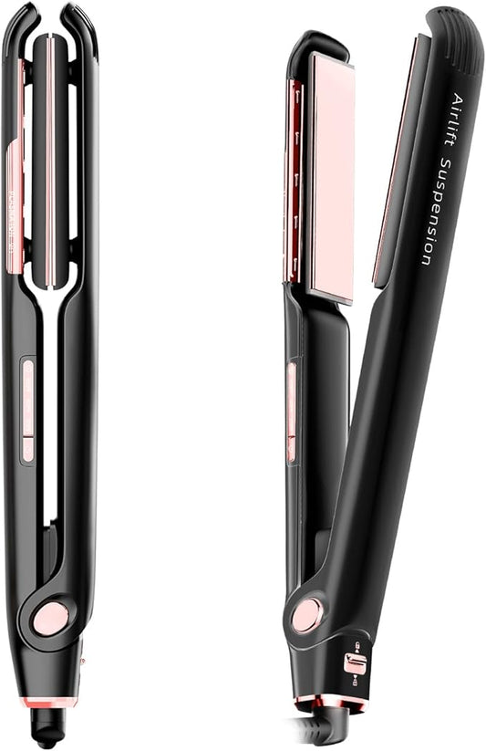 RUCHA Air Suspended Hair Straightener, 30s Fast Heating & Plasma Ionic Technology, Ceramic Flat Iron 1 Inch with Floating Plates, 2 in 1 Straightener and Curler, Frizz Control for All Hair Types