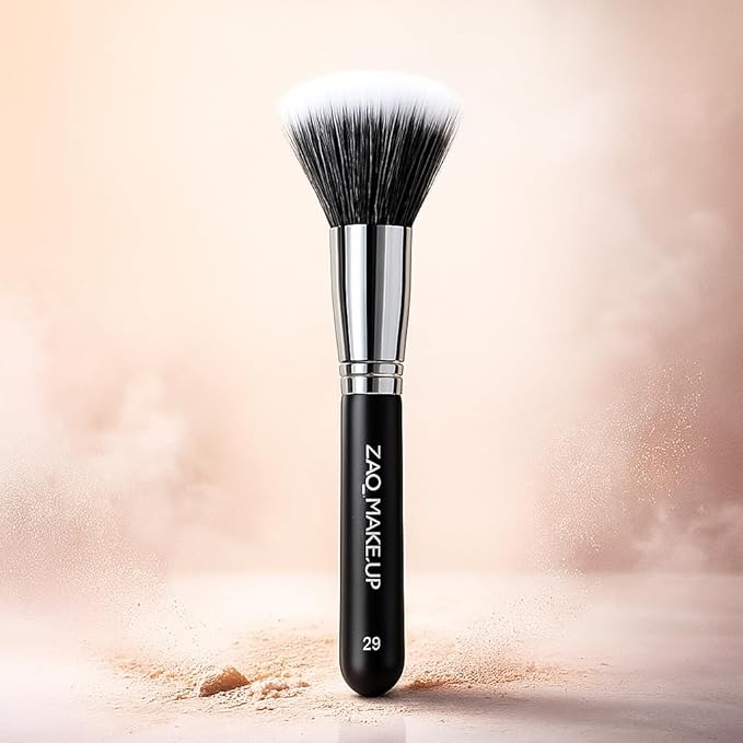 ZAQ Premium Duo Fiber Stippling Brush - The Ultimate Tool for Flawless Liquid Foundation Application, Blending, and Face Makeup