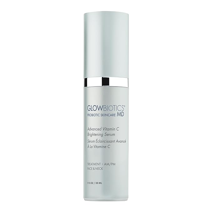 Glowbiotics Advanced Vitamin C Brightening Serum with Probiotics & Hyaluronic Acid – Collagen Boost, Reduces Wrinkles & Dark Spots, Evens Tone – Airless Pump