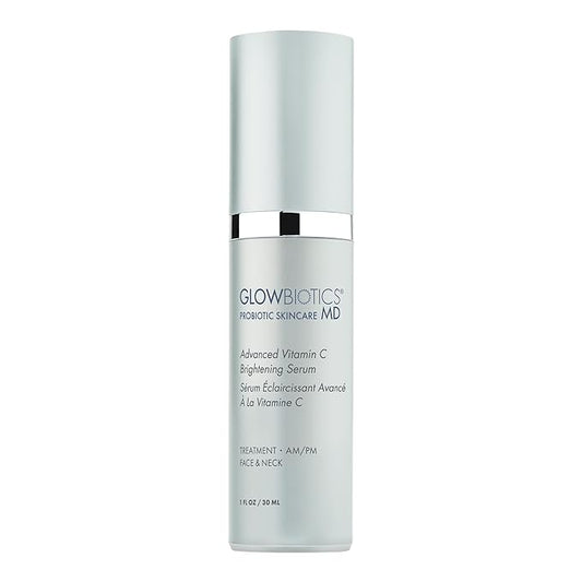 Glowbiotics Advanced Vitamin C Brightening Serum with Probiotics & Hyaluronic Acid – Collagen Boost, Reduces Wrinkles & Dark Spots, Evens Tone – Airless Pump