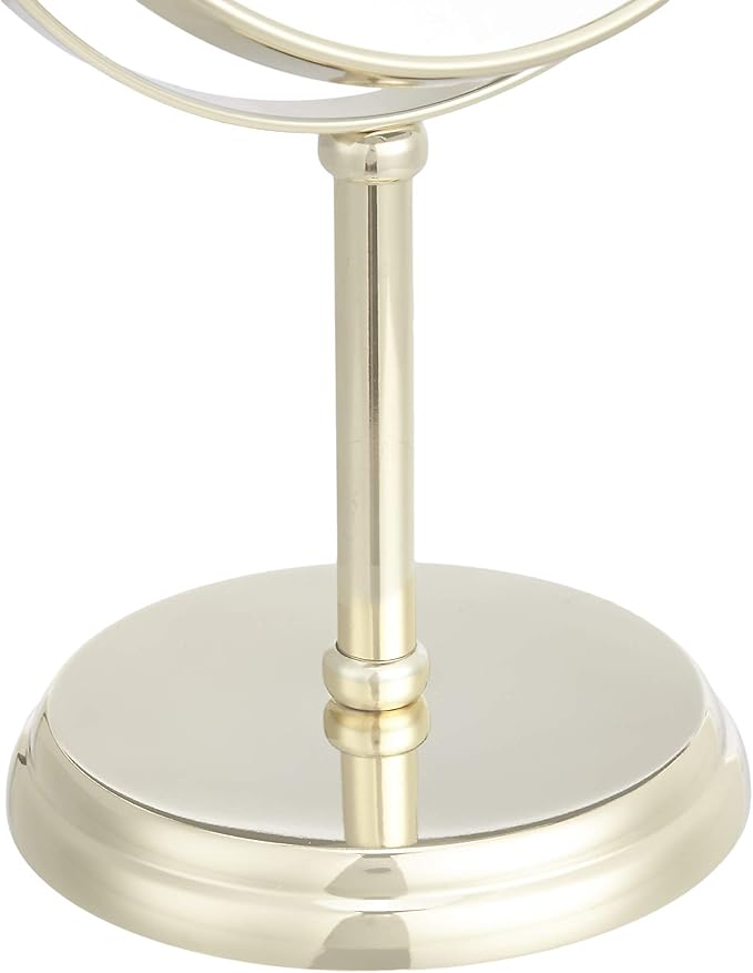 Amazon Basics Tabletop Magnifying Mount Vanity Round Mirror, 1X/5X Magnification, Iron Frame, 7.2"L x 4.92"W, Gold