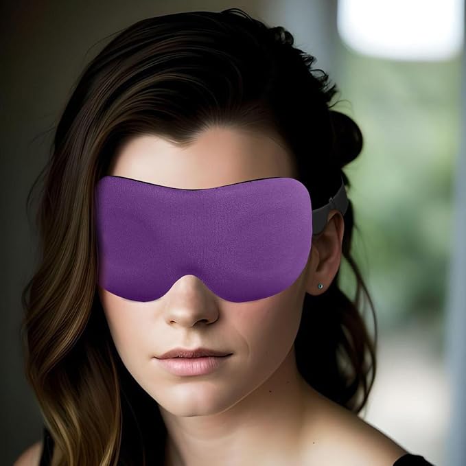 DTS Eye Masks for Side Sleepers Men Women Zero Eye Pressure 3D Cups Complete Light Blocking Night Blindfold with Adjustable Strap Shade Cover Sleeping Mask for Travel Nap Work Home (Purple)