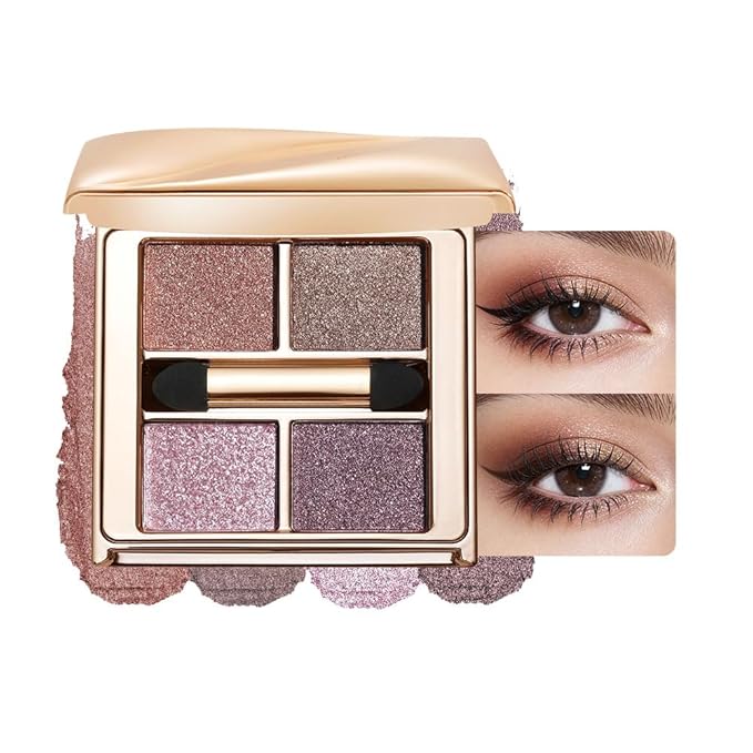 Cool Mauve Purple Eyeshadow Palette – High-Pigment Shimmer & Glitter for Icy Pink Glow, Soft Glam & Plum Smokey Looks, Long-Lasting Blendable Eye Makeup for Green, Hazel & Brown Eyes