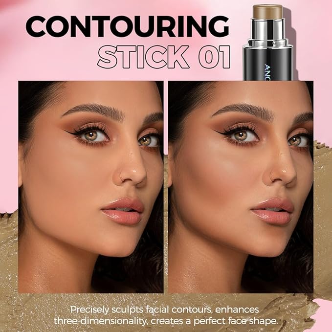 Cream Bronzer Stick, Multi-use Matte Finish Long Lasting Waterproof Contour Stick Face Shaping for Older Women, #1 Mature Bronzer