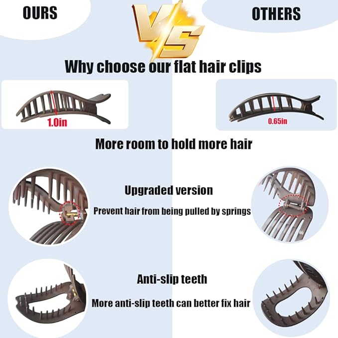 Flat Hair Clips,4PCS French Flat Hair Claw Clips for Women Large Matte No-Slip Hair Clip Duckbill Hair Clips for Thick and Thin Hair Strong Styling Hold Accessory (Leopard print color)