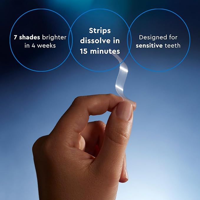 MOON Dissolving Teeth Whitening Strips, 56 No Rinse Nighttime White Strips, Midnight Mint, Enamel Pro+, Chamomile & Lavender, Whiten Sensitive Teeth up to 7 Shades in 4 Weeks, Vegan Oral Care
