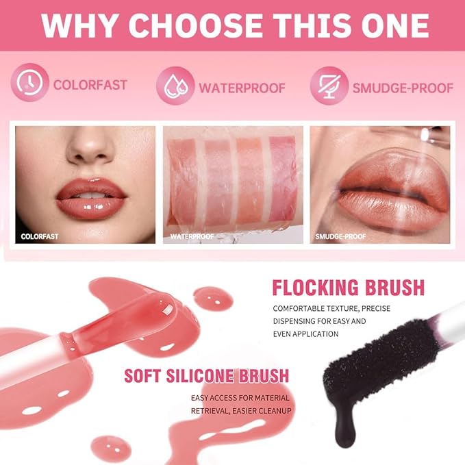 Peel Off Lip Liner & Gloss – Long-Lasting Smudge-Proof Peach Rose Lip Tint & Lip Stain Liner with Hydrating High Shine Gloss for Defined, Fuller Rosy-Peach Lips – Waterproof Soft Glam Lip Makeup