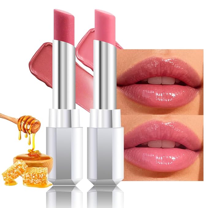 HHLTOH Honey Lipstick Tinted Lip Balm - Shine Moisturizing Lipstick for Women, Natural Nourishing Hydrating Lip Gloss Stain for Dry Lips, Tint Sheer Lightweight Makeup, Vegan - 2Pc Dusty Pink & Pink