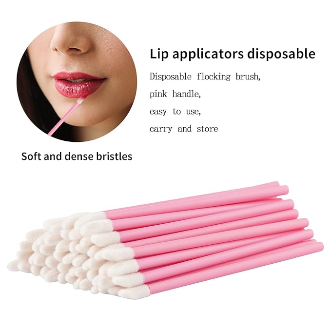 Pink Lip Wands Applicators Disposable - Vaincre 500PCS Lip Brush, Lipstick Make Up Lint Free Brush Gloss Wands, Makeup Applicator Beauty Tool Kits