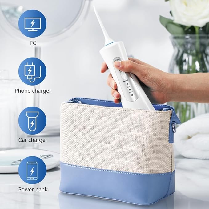 YOOY Water Dental Flosser Teeth Portable Cordless Oral Irrigator Gums Braces Orthodontic Care Irrigation Cleaner Electric Waterflosser Flossing for Teeth Cleaning Rechargeable for Home Travel
