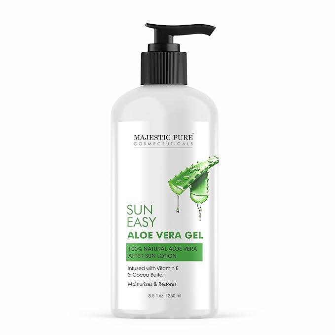 Majestic Pure Sun Easy Lotion with Vitamin E & Cocoa Butter | Nourishing & Moisturizing | Quick Absorbing, Lightweight & Non Greasy | For All Skin Types | For Women & Men | 8.5 Fl Oz