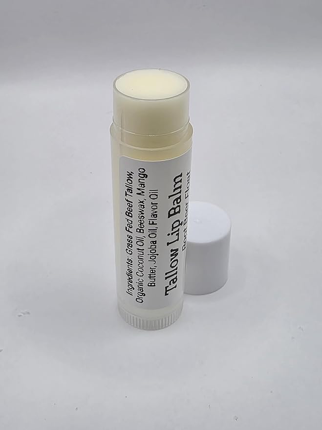 Tallow Lip Balm (Root Beer Float) Handmade Grass Fed Beef Tallow Lip Balm with Nourishing Oils (3 Pack)