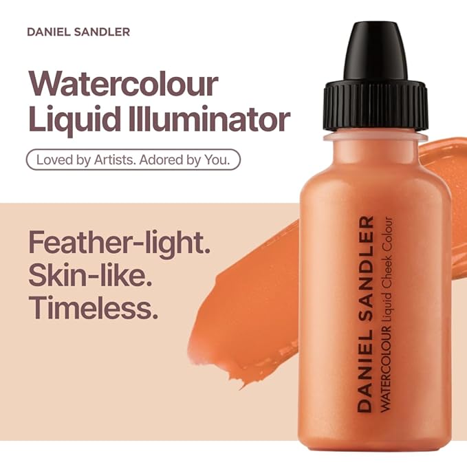 Daniel Sandler WATERCOLOUR LIQUID ILLUMINATOR - 'GRACE' 15ml – Shimmer Liquid Blush for Cheeks Make up, Highlighter – Oil-Free, Lightweight, Buildable & Long-Lasting for Cheeks & Lips