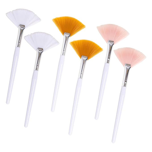 6PCS Fan Brush,Facial Brushes Esthetician,Fan Facial Mask Applicator Tools Soft Makeup Brushes Cosmetic Tools, Multipurpose Facial Mask Brushes for Estheticians and Home Use(3 colors）