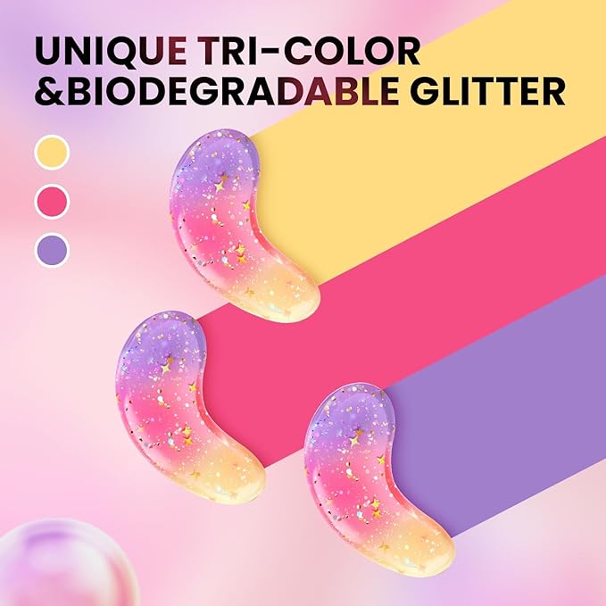 AILEORY Under Eye Patches (24 Pairs) - Tri-color Glitter Eye Gel Pads for Dark Circles, Puffy Eyes, Under eye Bags, Wrinkles | Natural Collagen Under Eye Mask Patches, Valentines Day Gift for Her