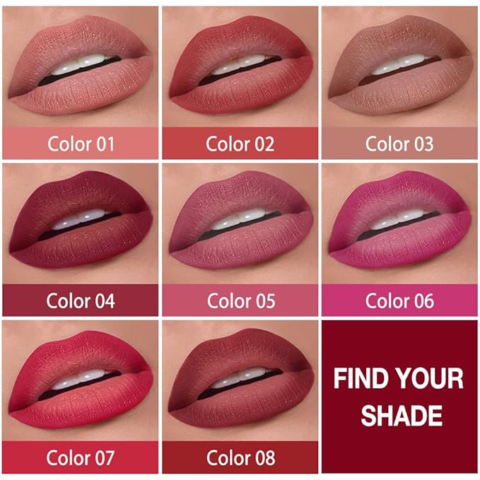 evpct Ruby Red Gradient Matte Lipstick Lip Liner Combo Set for Older Women Long Lasting Waterproof, Red Lips Stick Crayon Pencil Cream Lip Liner and Lipstick Combo Makeup, Flawless Ombre Effect
