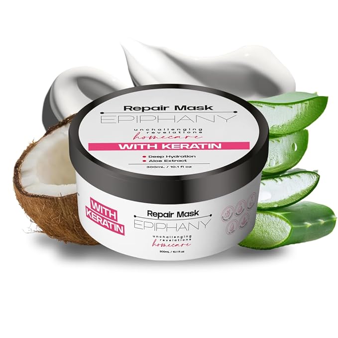 Epiphany Keratin Repair Hair Mask–Deep Conditioning Treatment for Dry, Damaged, Overprocessed & Color-Treated Hair–Strengthens, Restores &Hydrates with Aloe, VitaminE & Botanical Extracts–Sulfate-Free
