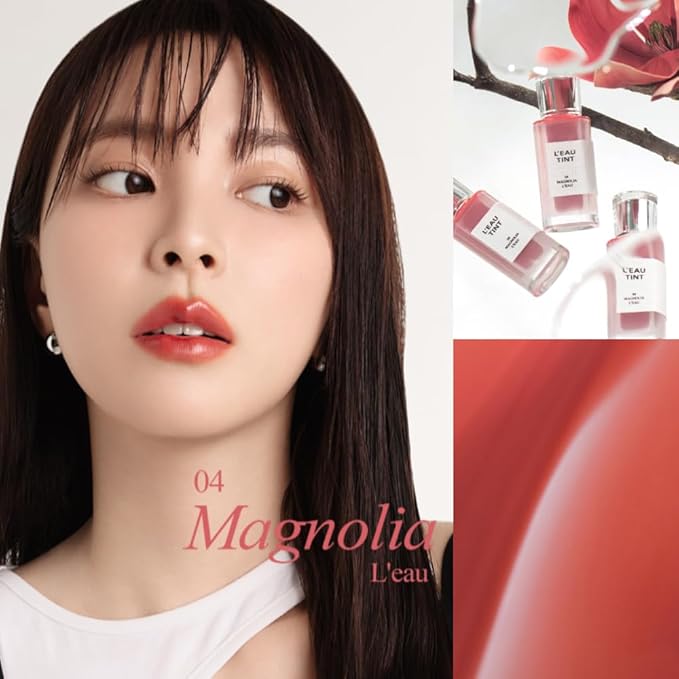 BBIA L’EAU Tint – Glossy & Glow Lip Stain, Watery Lip Tint, Non-Sticky, High Shine Finish, Long-lasting, Moisturizing, Lightweight, Natural, Daily Use, Vegan, Korean Lip Makeup (04 MAGNOLIA L'EAU)