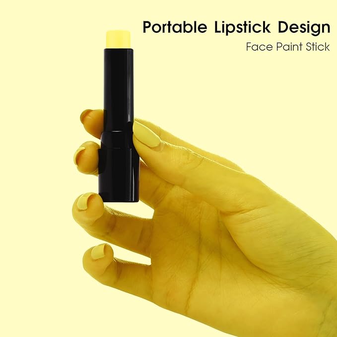 BADCOLOR Yellow Face Body Paint Stick, Full-Coverage Eye Black Sticks for Adults, Hypoallergenic Face Painting Kit for Halloween SFX Lion Tiger Minions Stage Cosplay Costume Party