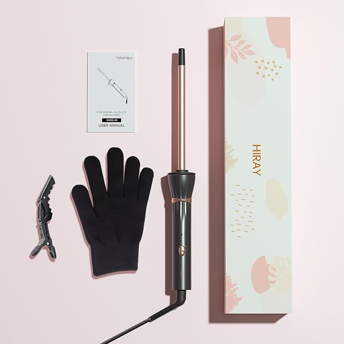 HIRAY 3/8 Inch Curling Iron,9mm Tiny Curling Wand,Ceramic Small Barrel Curling Iron with Adjustable Temperature,Fast Heating,for Short & Long Hair