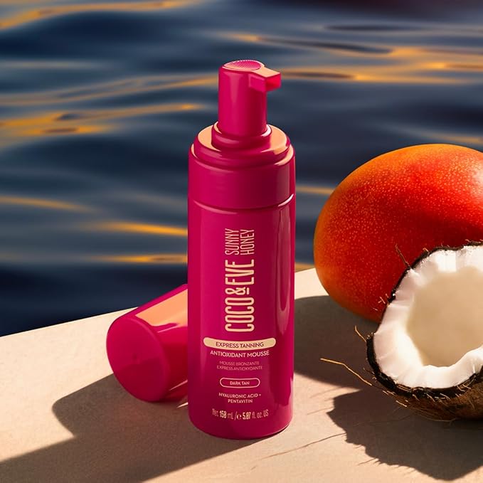 Coco & Eve Express Tanning Antioxidant Mousse - Best 1 Hour Streak-Free Sunless Deep Tan | Fast, Instant, Natural Dark Glow. Moisturizing Tanner with DHA, Hyaluronic Acid, Coconut Extract (5.07 fl oz)