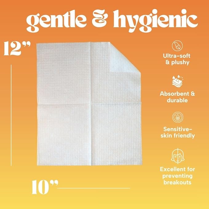 Mei Apothecary XL DermaTowel Disposable Face Towels, 50 Count Facial Cloths for Washing Face & Makeup Removal, 10x12"